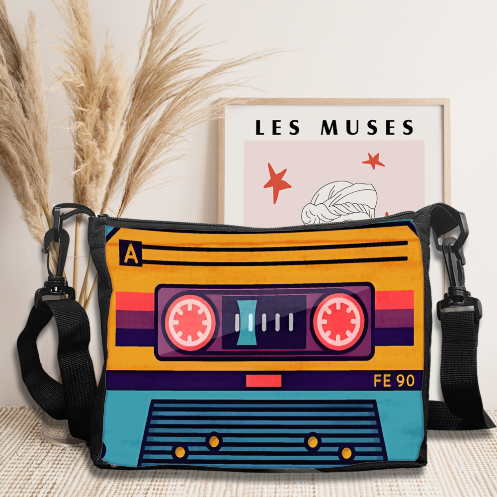 Travel Accessories Bag For Women - Crossbody Bag Polyester Retro Cassette Tape