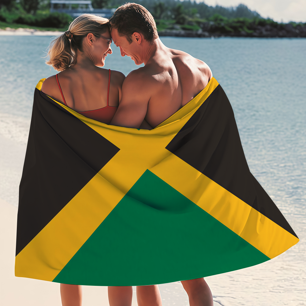 Travel Accessories For Jamaica - Nation Flag of Jamaica Beach Towel