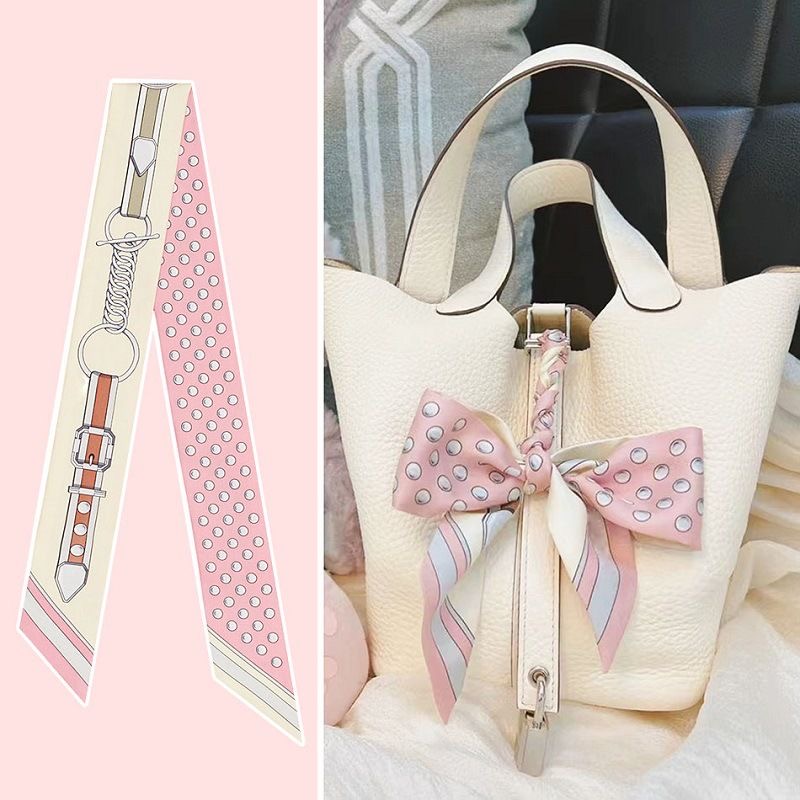 Travel Accessories Bag For Women - Women Summer Pink Polka Dot Scarf