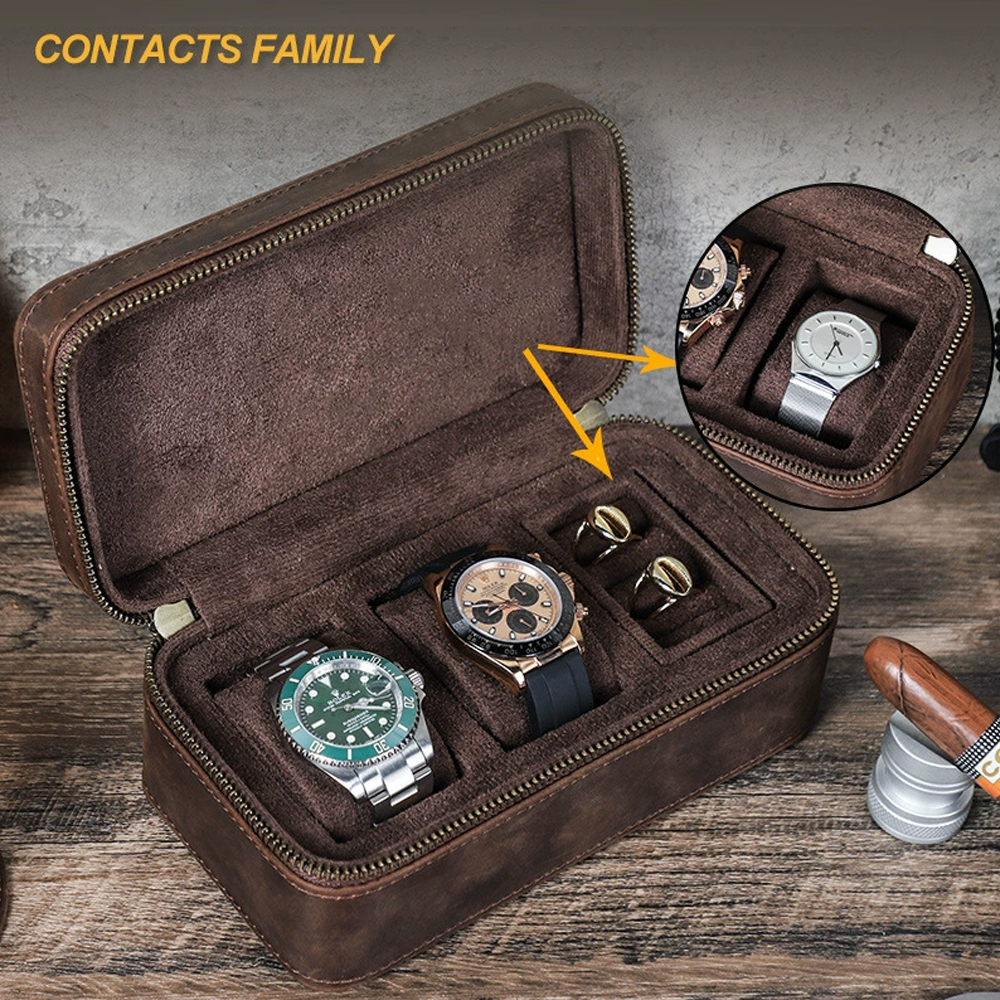 Travel Jewellery & Accessories Organiser - CONTACT'S FAMILY 3 Grids Genuine leather