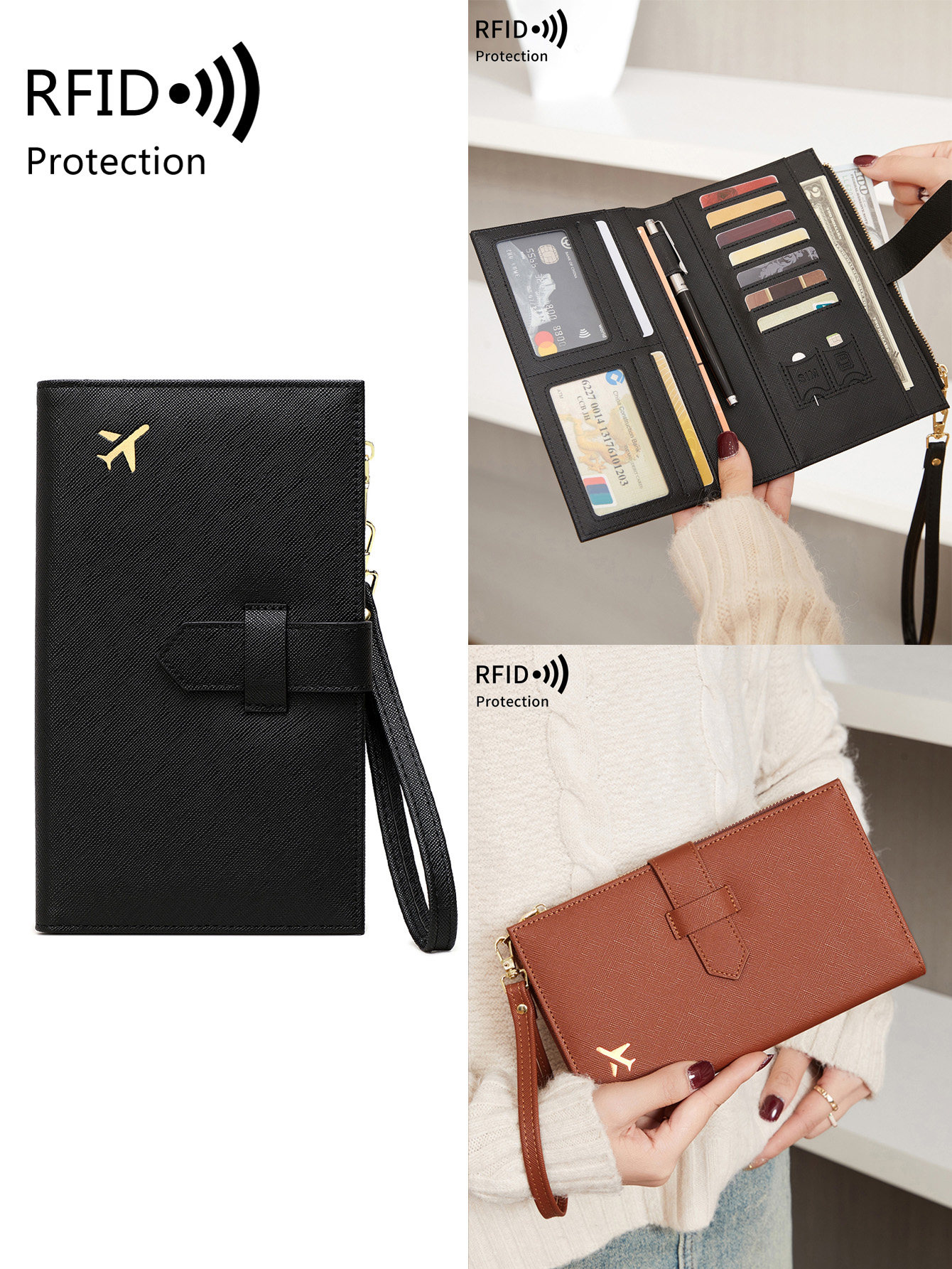 Travel Accessories Rfid - Fashionable PU leather airplane pattern RFID