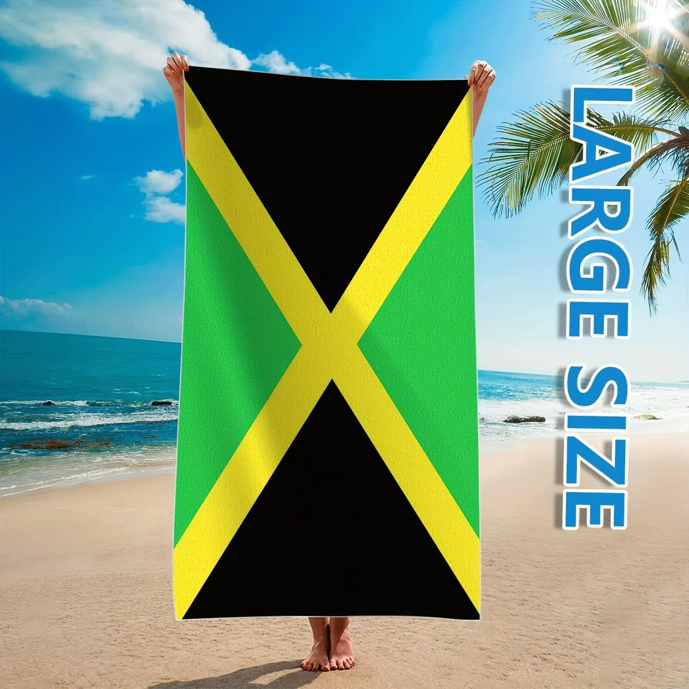 Travel Accessories For Jamaica - Jamaica Flag Beach Towel Flat Print