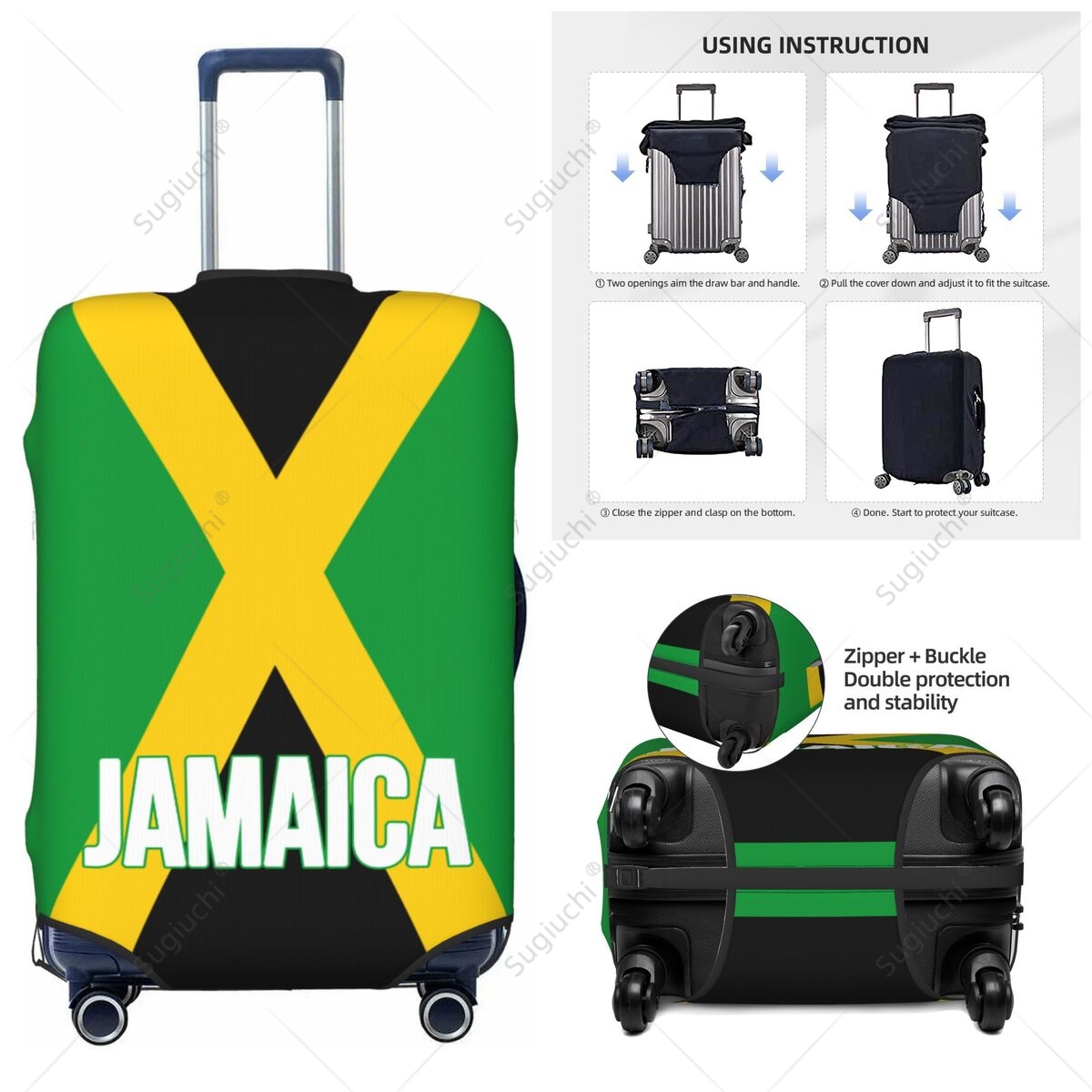Travel Accessories For Jamaica - Jamaica Flag Luggage Cover Suitcase Elastic