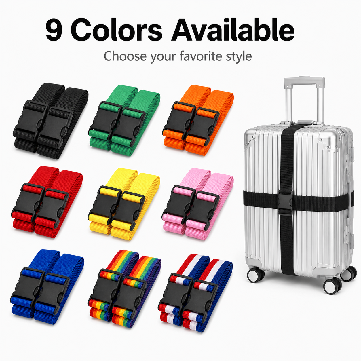 Luggage Strap Belt - 2Pcs Straight Shaped Luggage Straps for