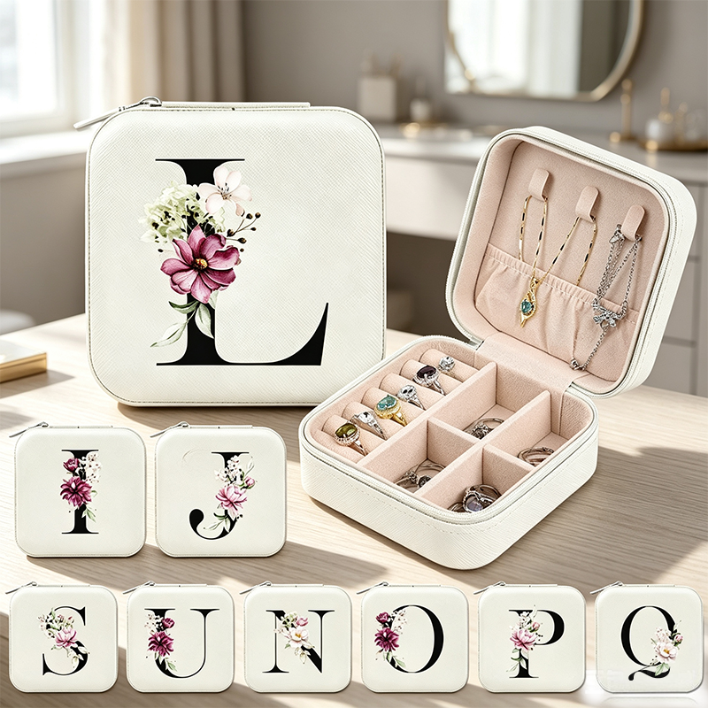Travel Jewellery & Accessories Organiser - Jewelry Storage Box A-Z Alphabet Print