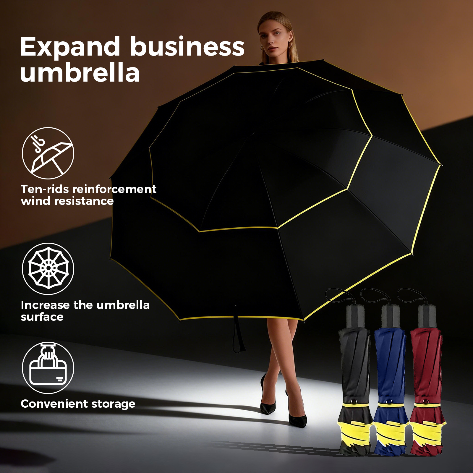 Travel Umbrella Compact - Double Strong Wind Resistant Umbrella Rain
