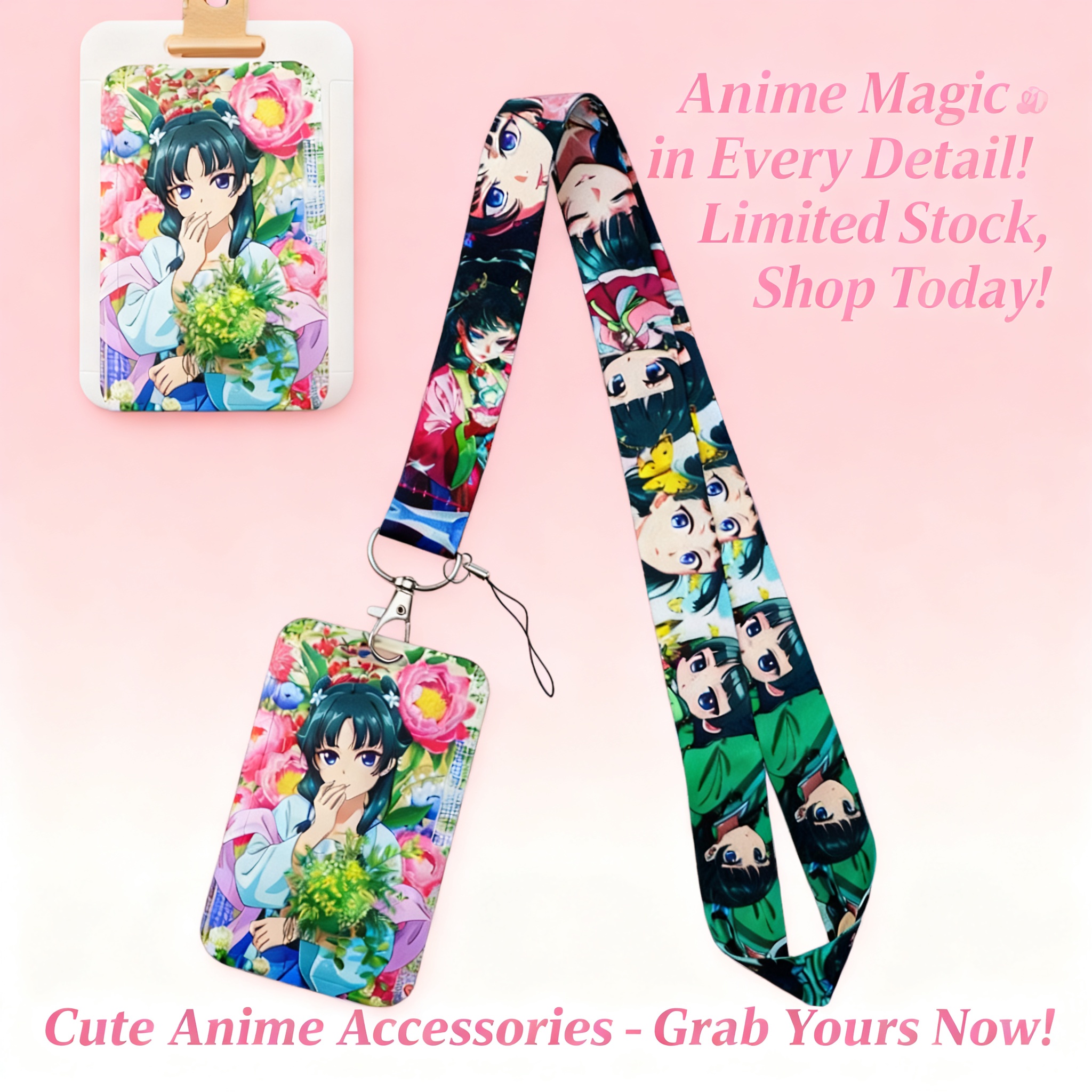 Travel Accessories Bag For Men - Cute Anime Girl Lanyard Neck Strap
