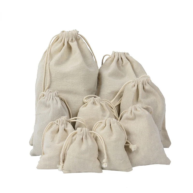 Travel Jewellery & Accessories Organiser - Travel Drawstring Cotton Linen Storage Bags