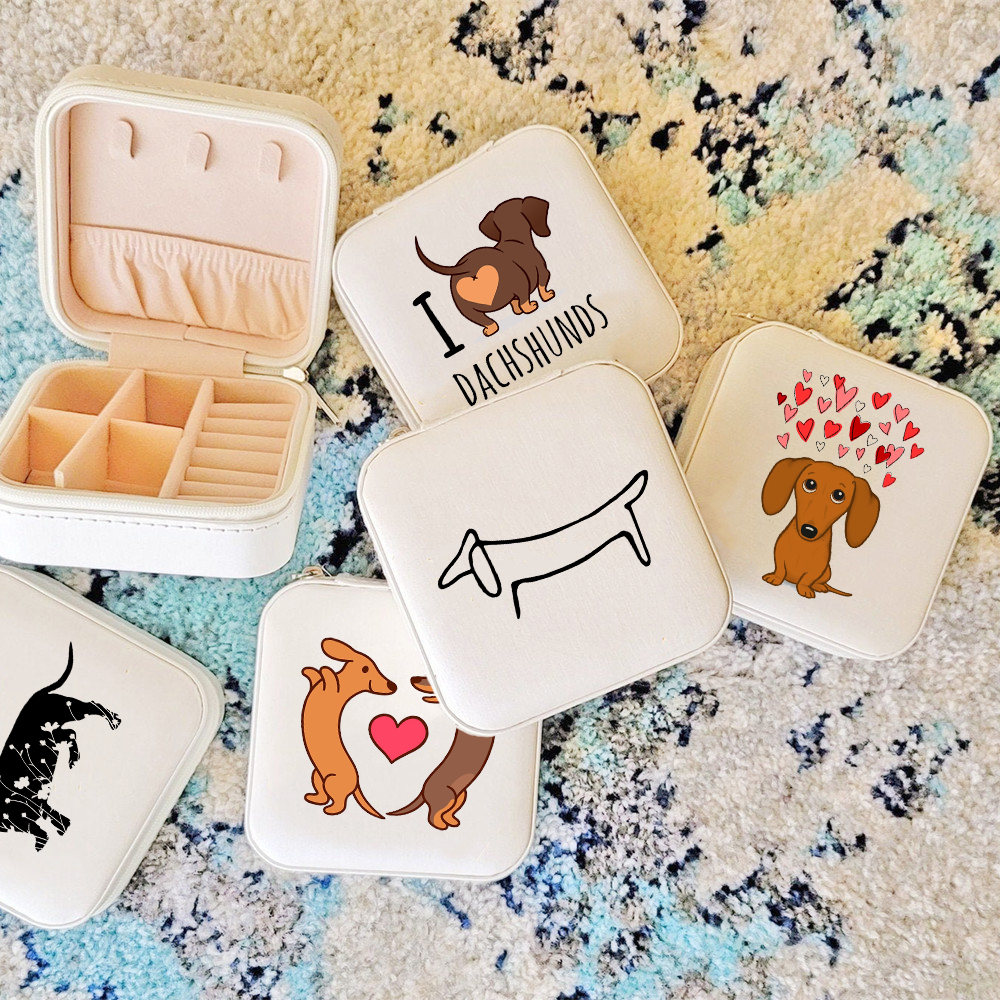 Travel Jewellery & Accessories Organiser - I Love Dachshunds Print Jewellery Box