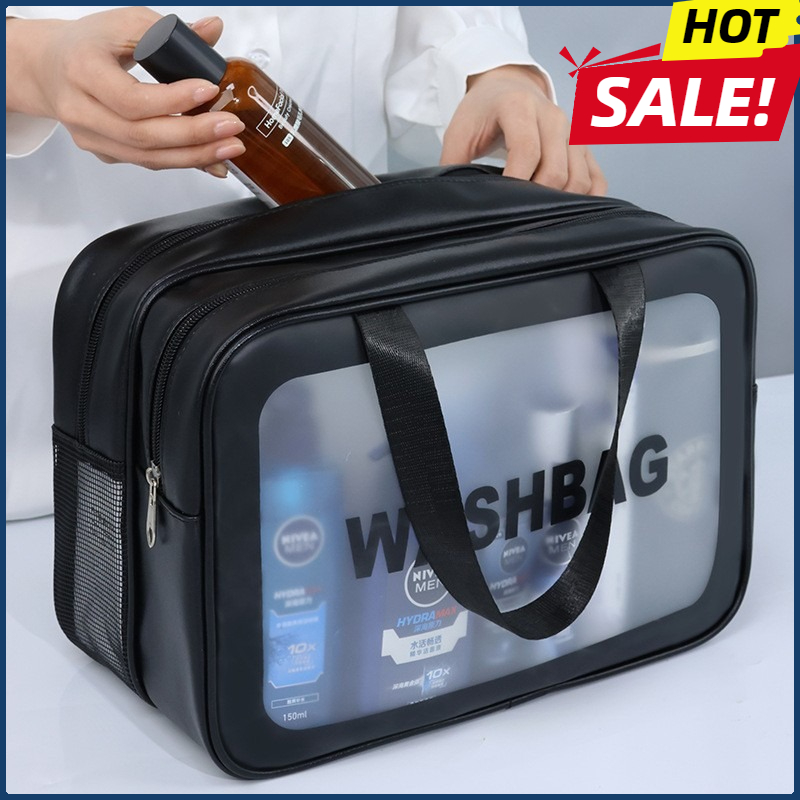 Toiletry Bag Tsa - Dry-wet separation double transparent PU makeup