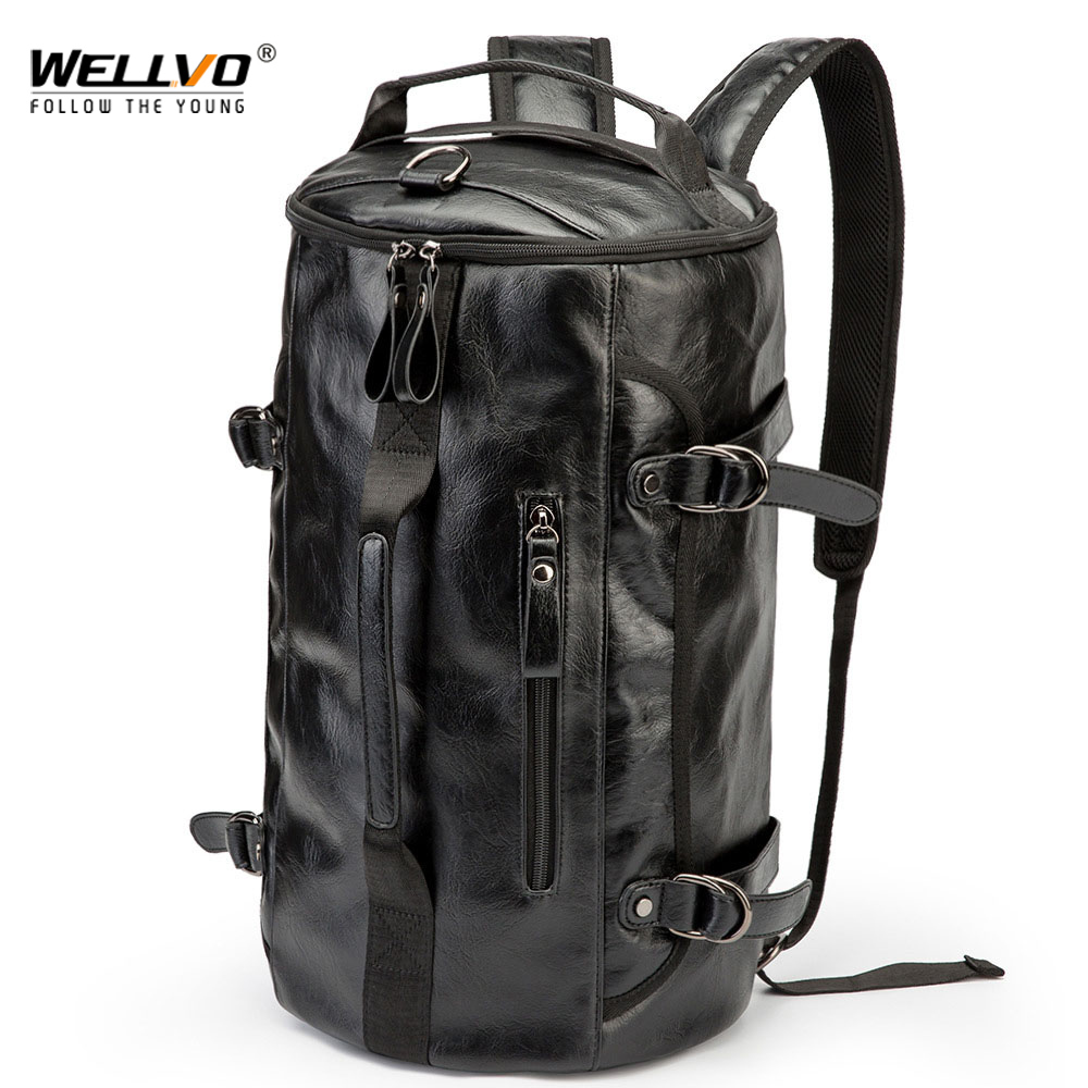 Men Leather Bucket Backpack Mu - Luggage Strap Belt review and price