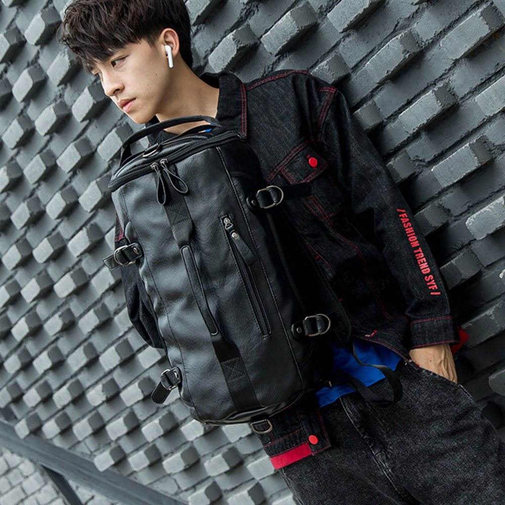Men Leather Bucket Backpack Mu - Luggage Strap Belt review and price