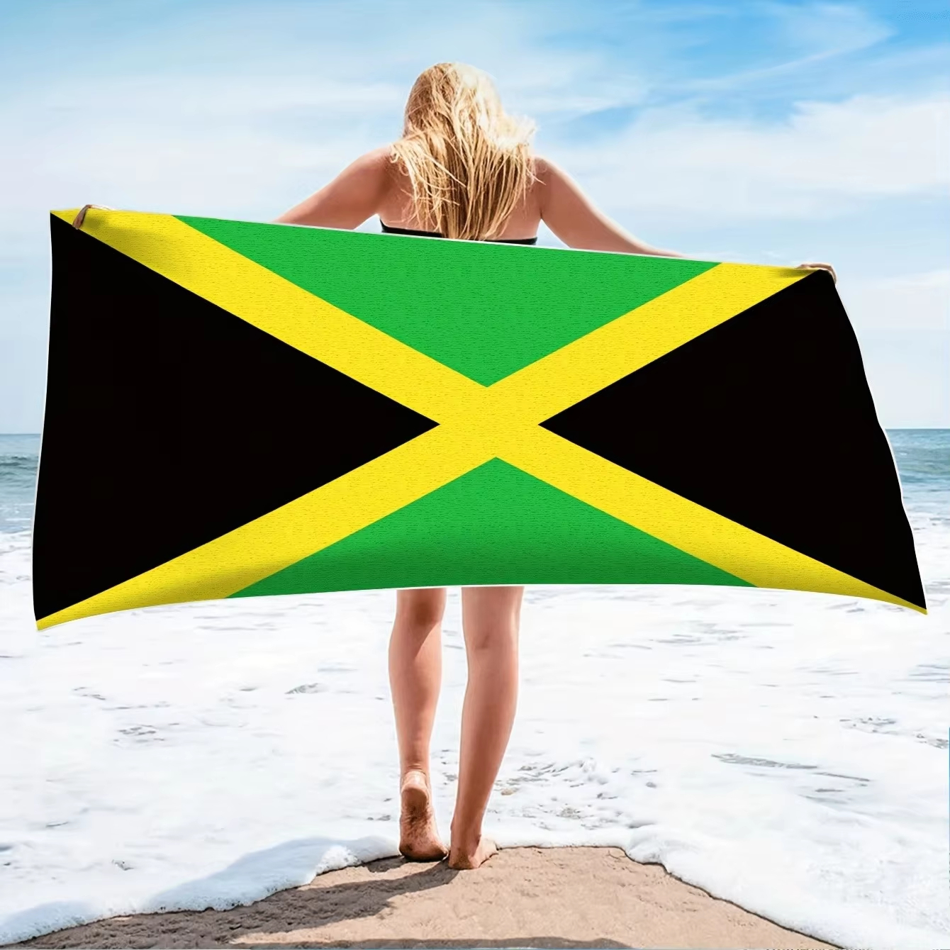 Jamaica Flag Beach Towel Flat  - Travel Accessories For Jamaica review and price