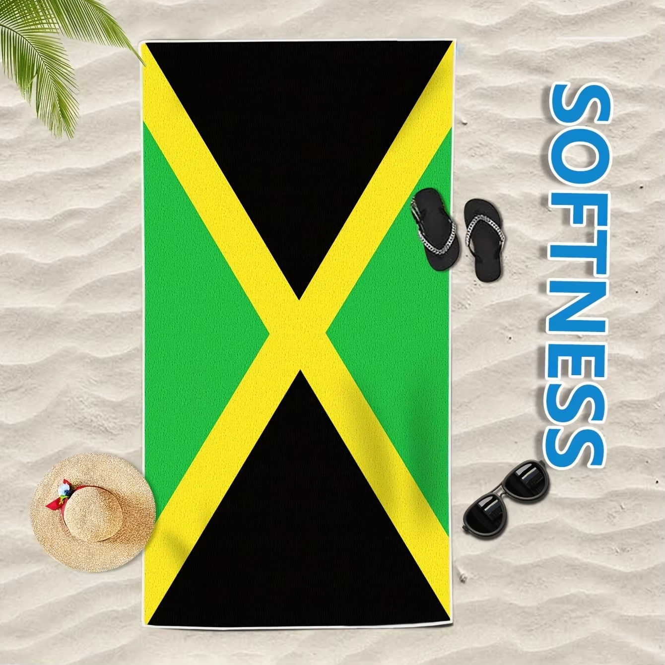 Jamaica Flag Beach Towel Flat  - Travel Accessories For Jamaica review and price