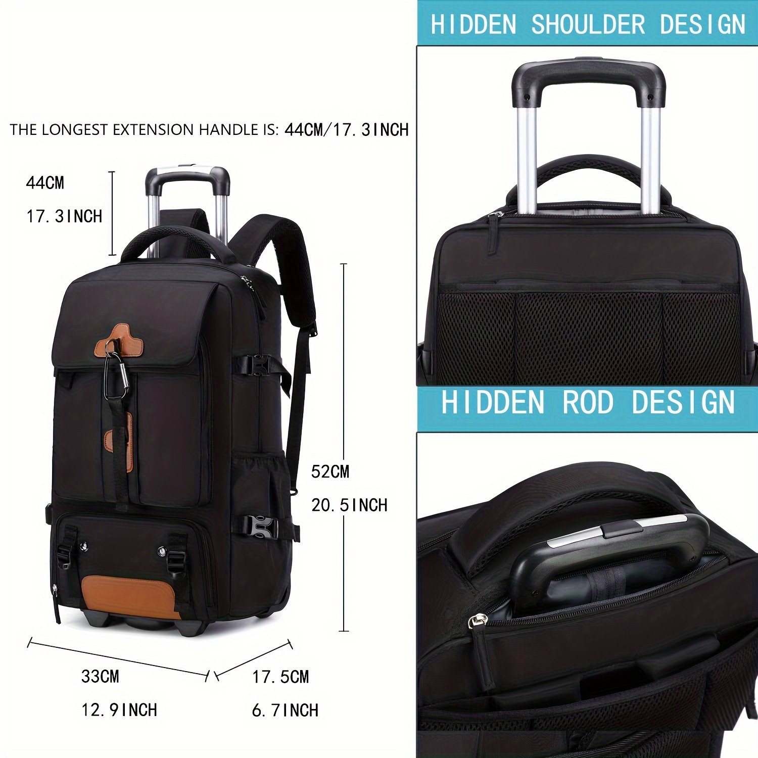 Rolling Backpack Large Capacit - Travel Accessories Bag For Men review and price