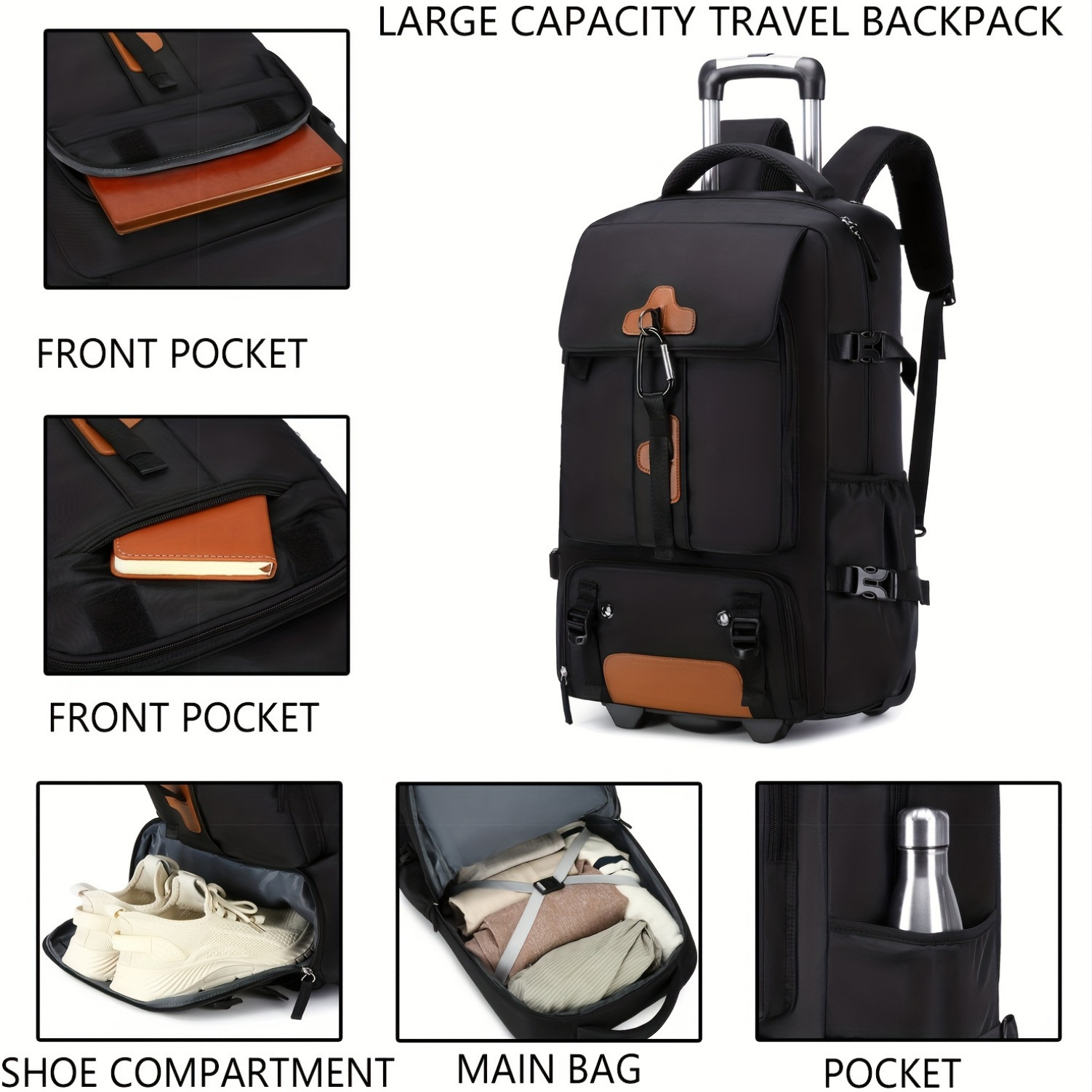 Rolling Backpack Large Capacit - Travel Accessories Bag For Men review and price