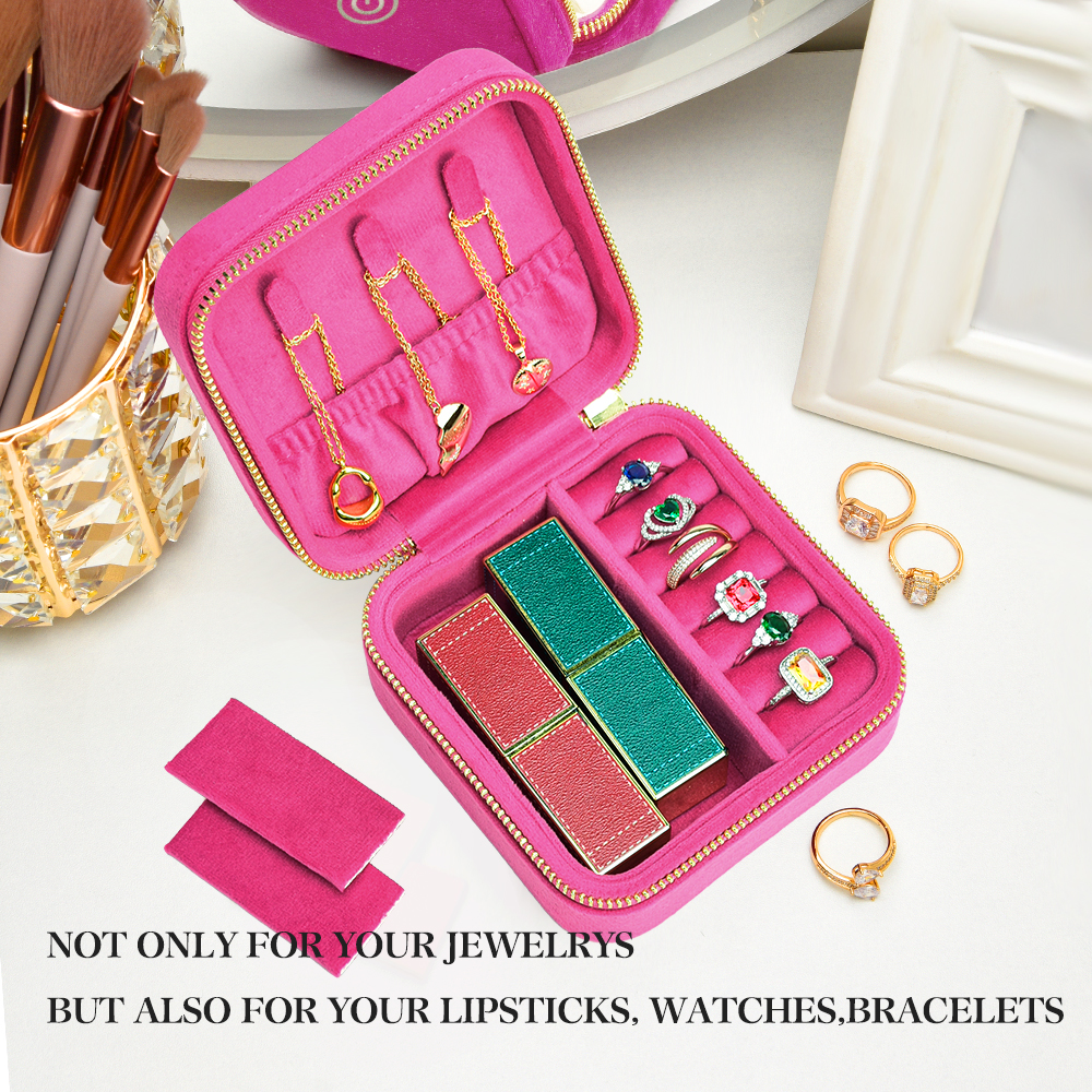 TAIMY Rose Pink Velvet Jewelry - Travel Jewellery & Accessories Organiser review and price